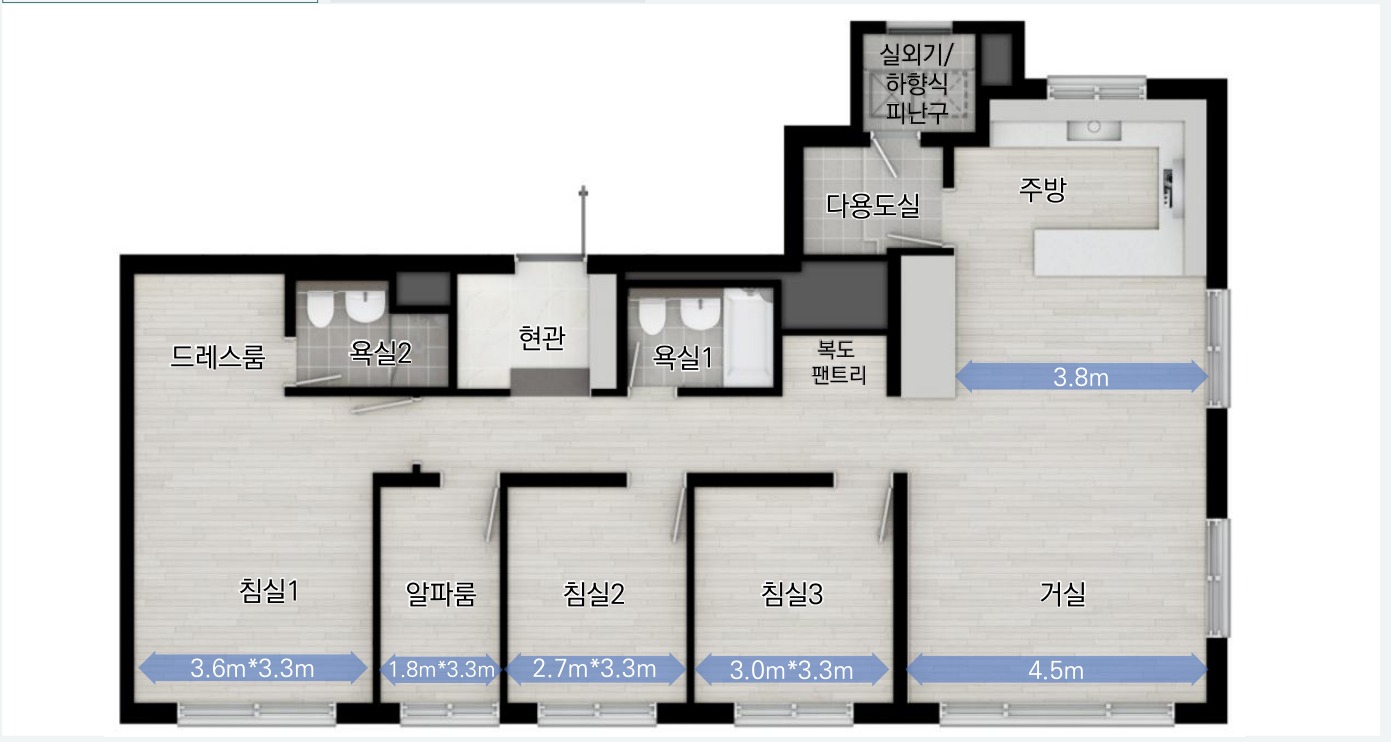 광주 첨단3지구 호반써밋 아파트 84B 평면도
